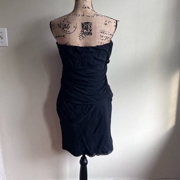 Olivaceous black strapless silk grecian dress L - Picture 3 of 10